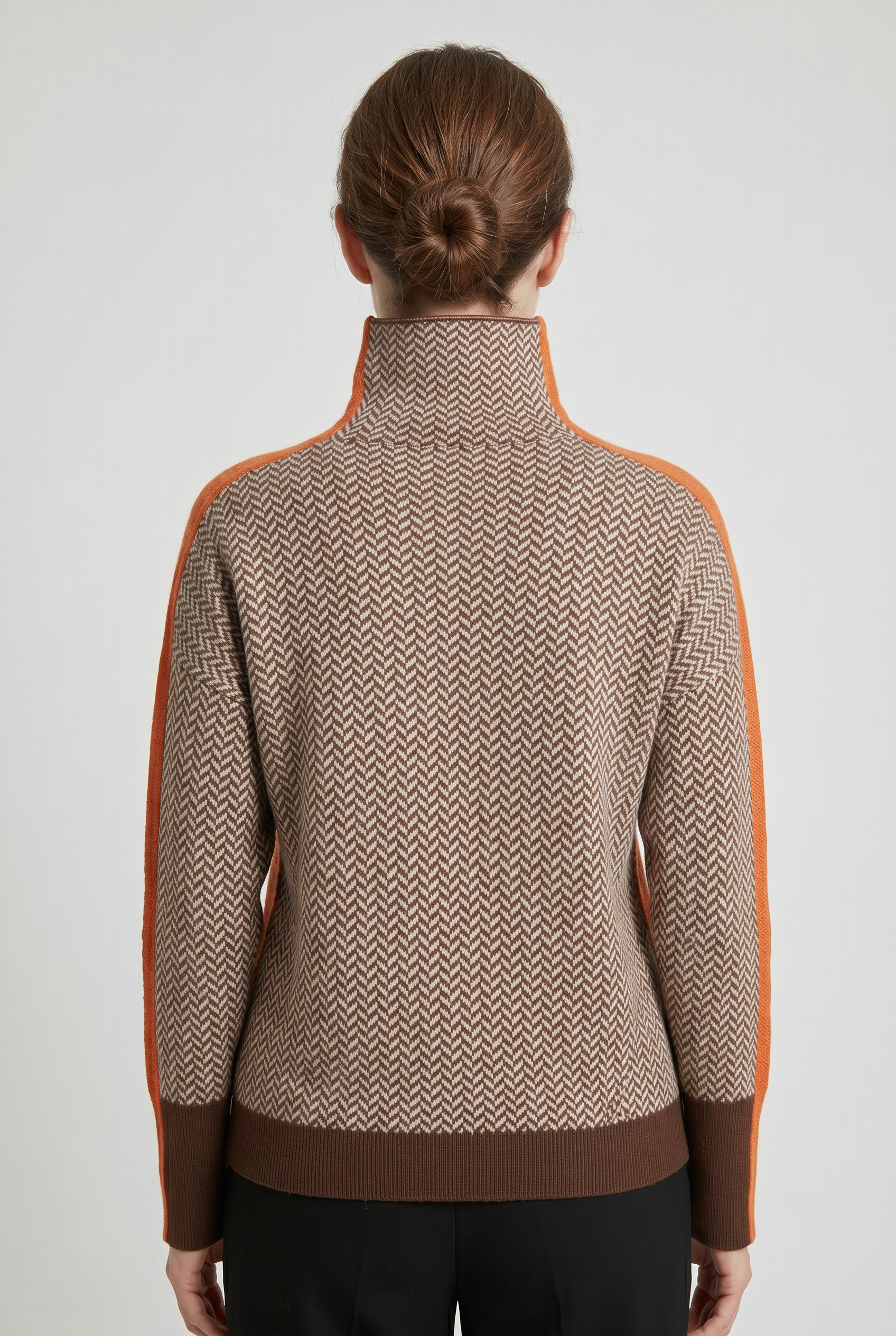 Women's Sweatshirt | Turtleneck Contrasting Stripes-2