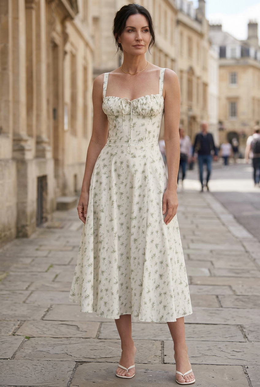 Women’s Sweetheart Neck Sleeveless Summer Dress | Midi - 4