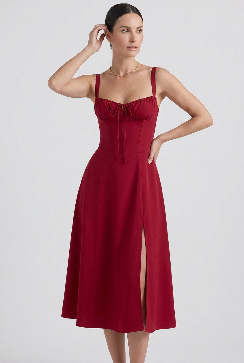 Women’s Sweetheart Neck Sleeveless Summer Dress | Midi - 9