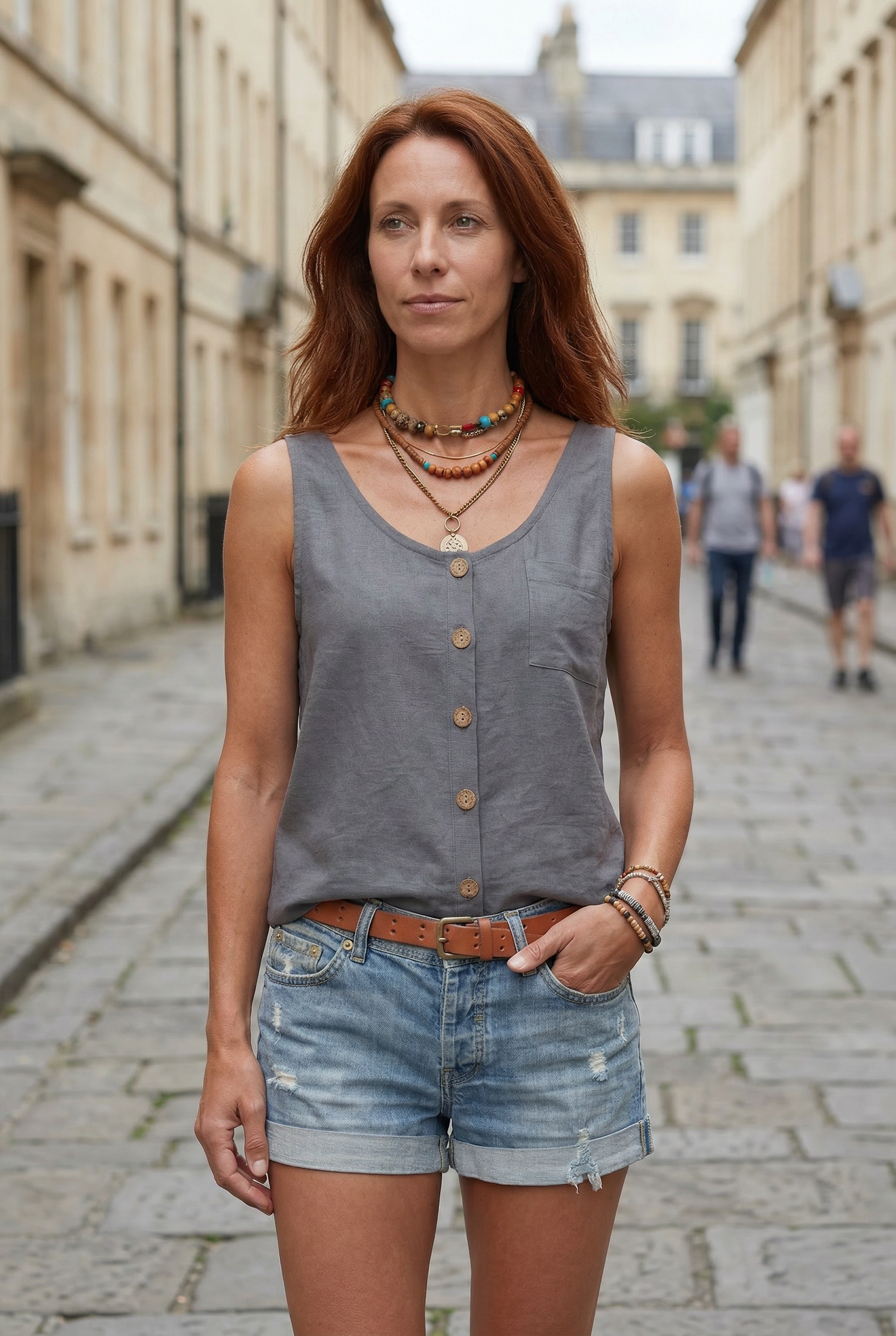 Women’s Tank Top | Button-Front with Pocket - 4
