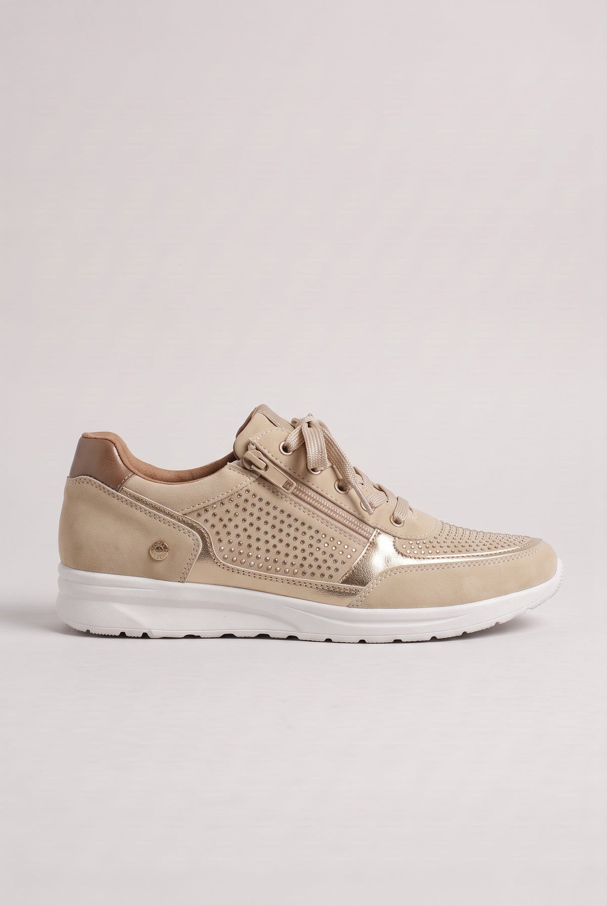 Women's Trainers | Embellished Side-Zip - Beige