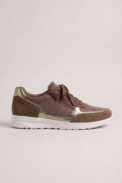 Women's Trainers | Embellished Side-Zip - Brown