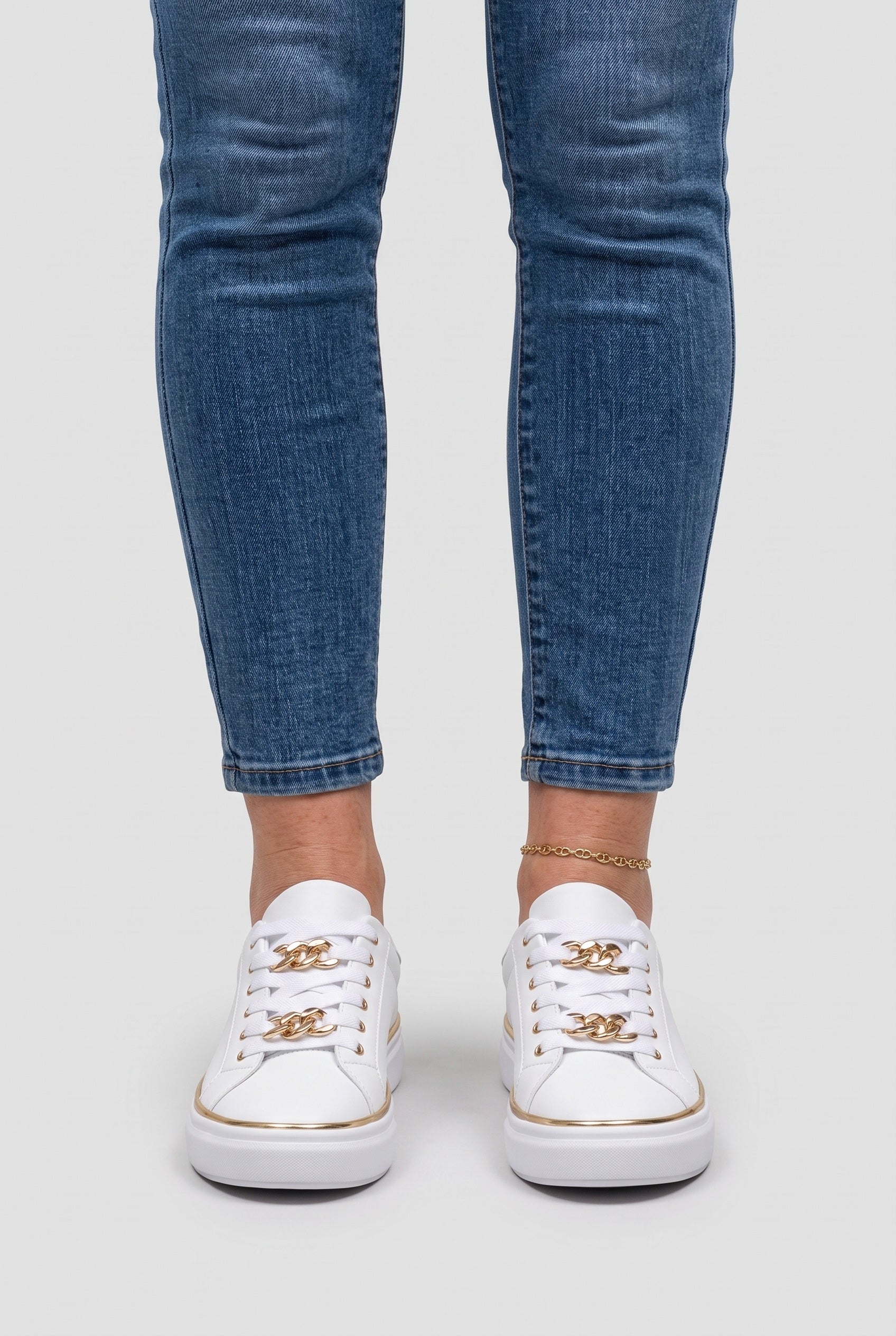 Women's Trainers | Gold Chain Lace-Up - 5
