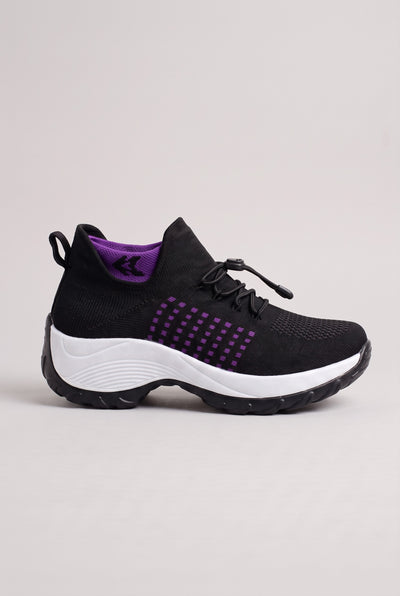Women's Trainers | Knit Mesh Cushioned - Black Purple