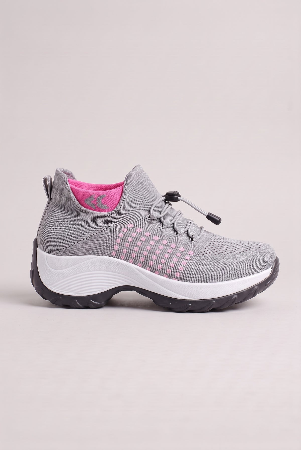 Women's Trainers | Knit Mesh Cushioned - Grey Pink