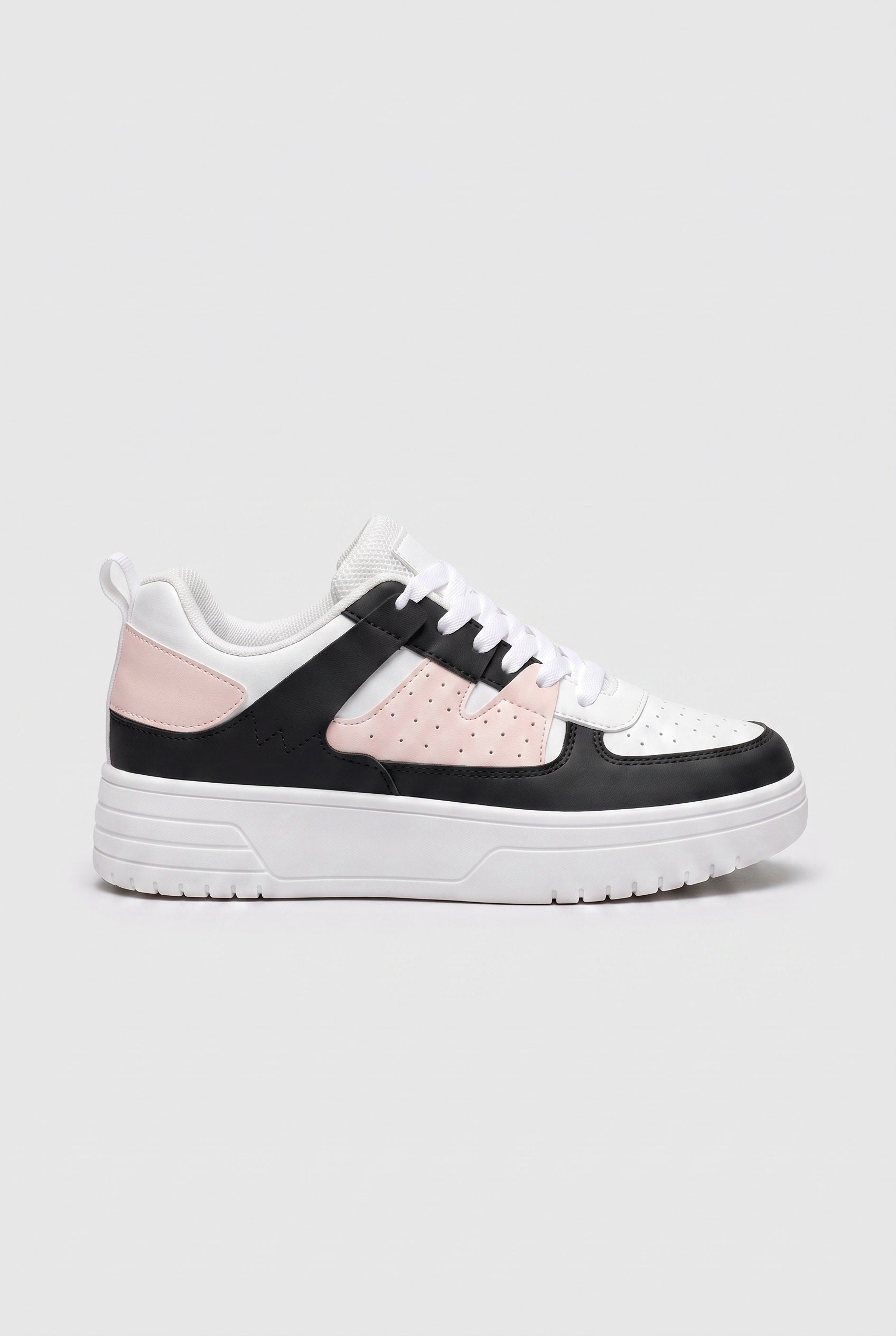 Women's Trainers | Lace-Up Low Top - Black Pink
