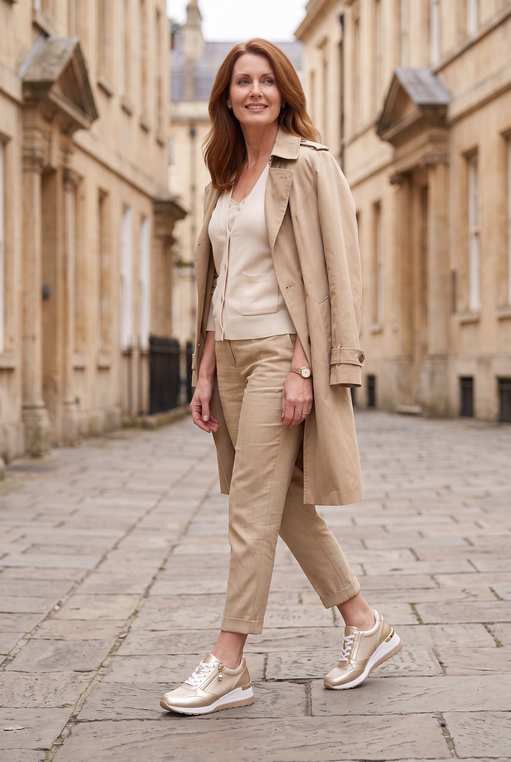 Women’s Trainers | Wedge Sole with Side Zip - Gold lifestyle
