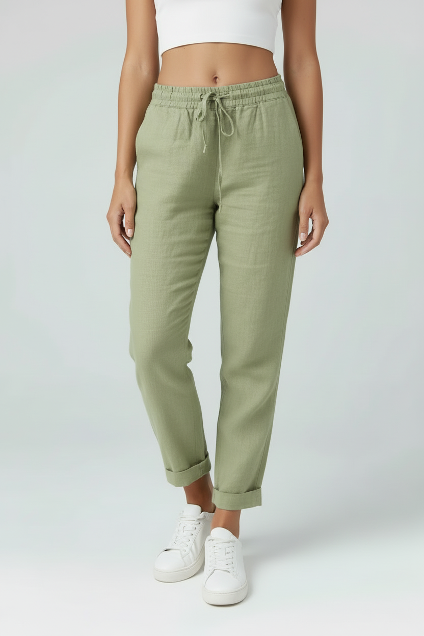Women’s Trousers | Linen Look with Drawstring - 1