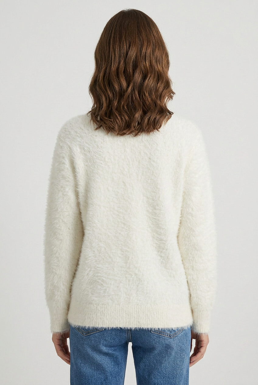 Women's V Neck Long Sleeve Knit Cardigan | Button Down - 2