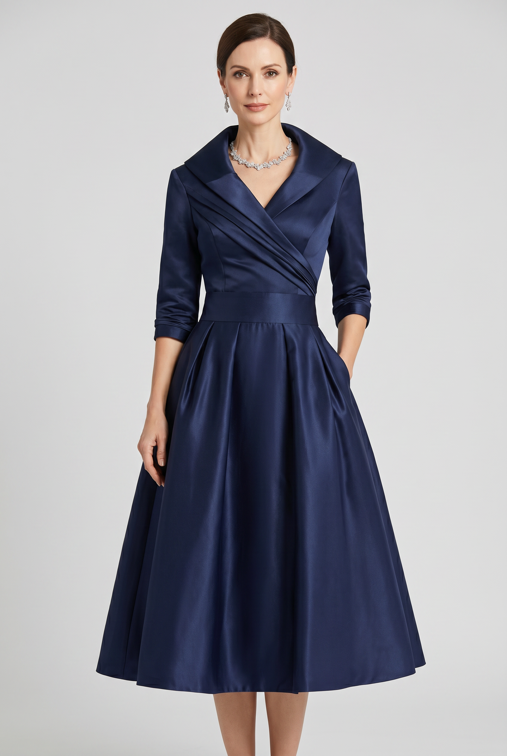 Women's Wrap Midi Wedding Guest Dress | Prom-1