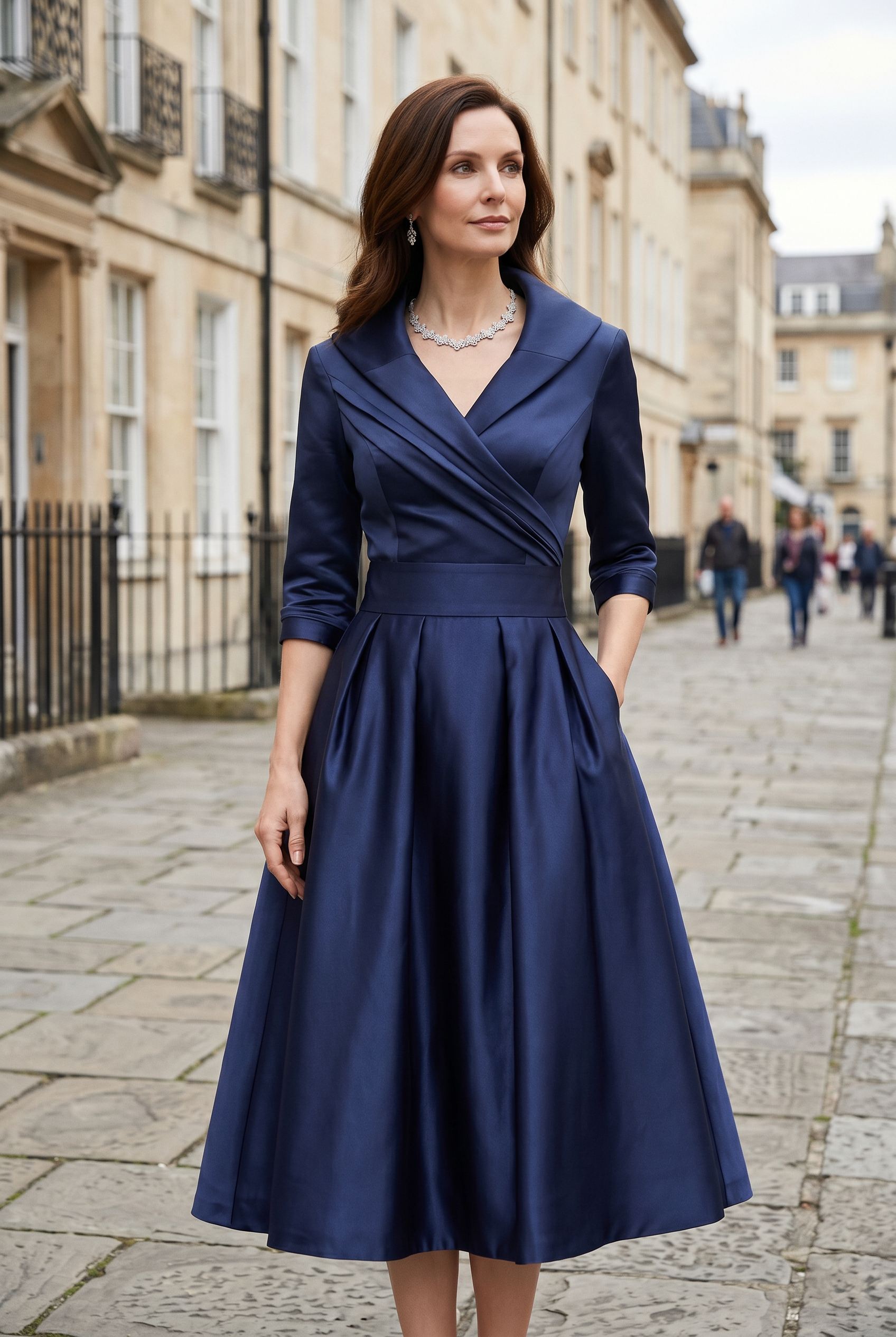 Women's Wrap Midi Wedding Guest Dress | Prom-4