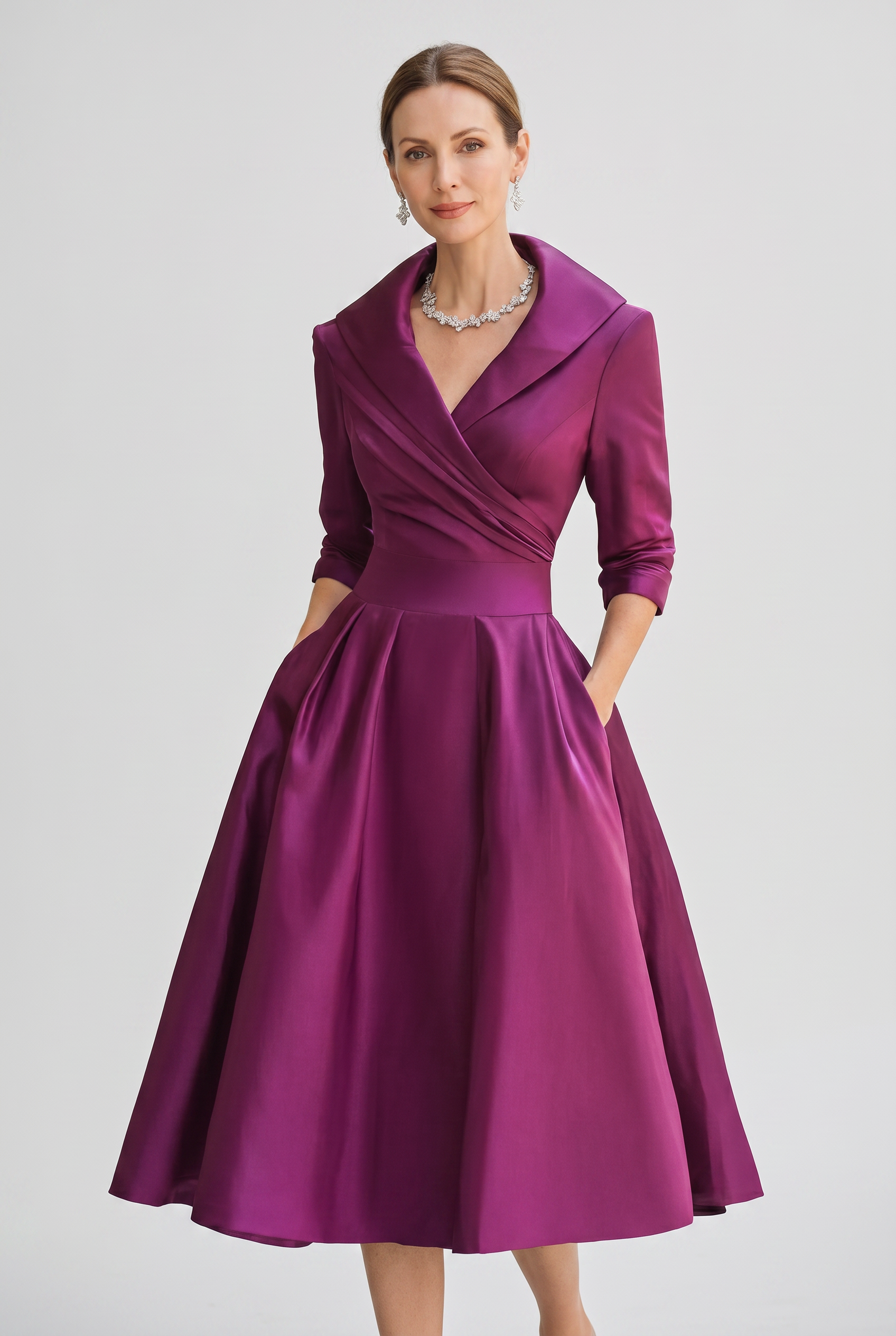 Women's Wrap Midi Wedding Guest Dress | Prom-7