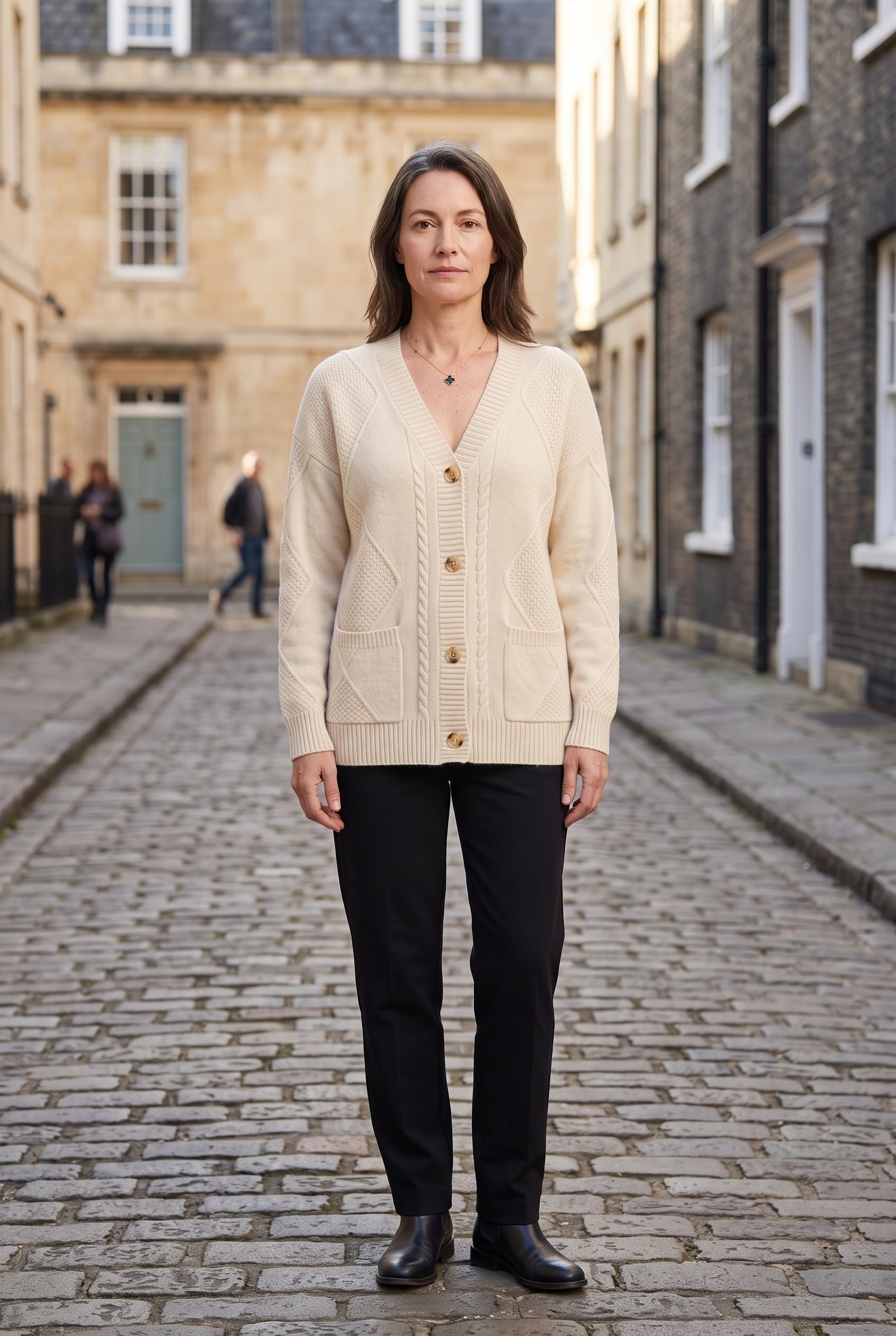 Women's Cardigan | Cable Knit V-Neck - 4