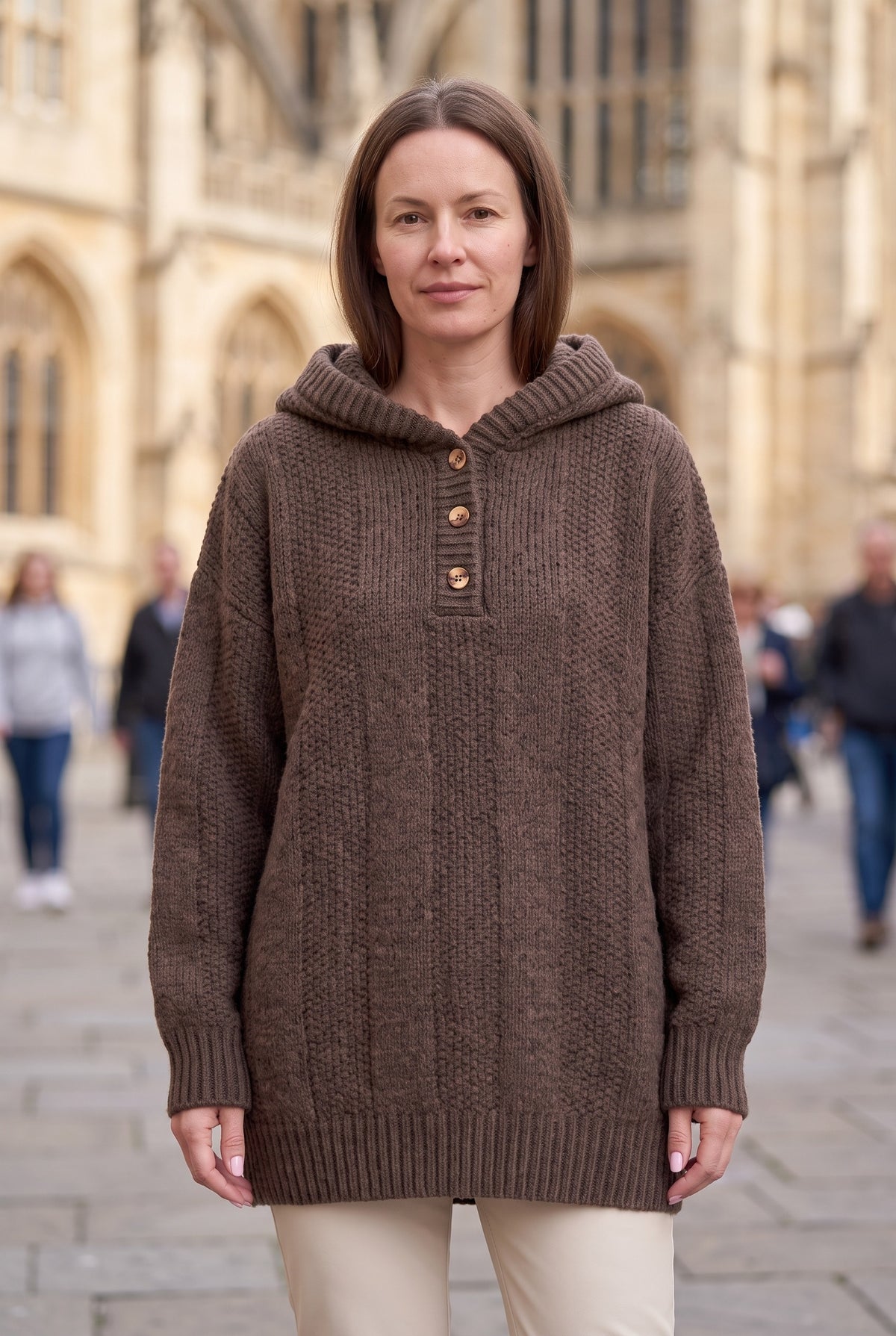 Women's Jumper | Hooded Knit Button Neck lifestyle