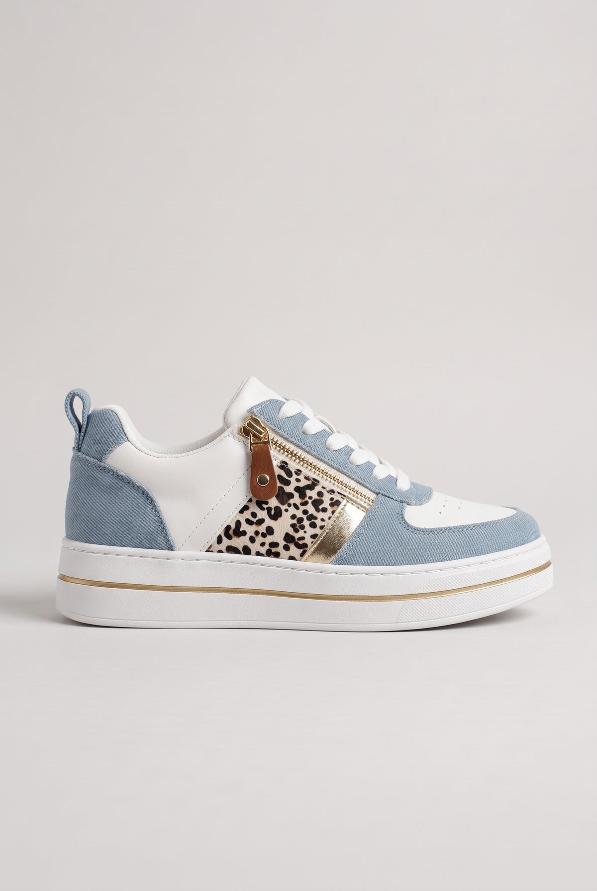 Women's Trainers | Denim Panel Side-Zip - Denim