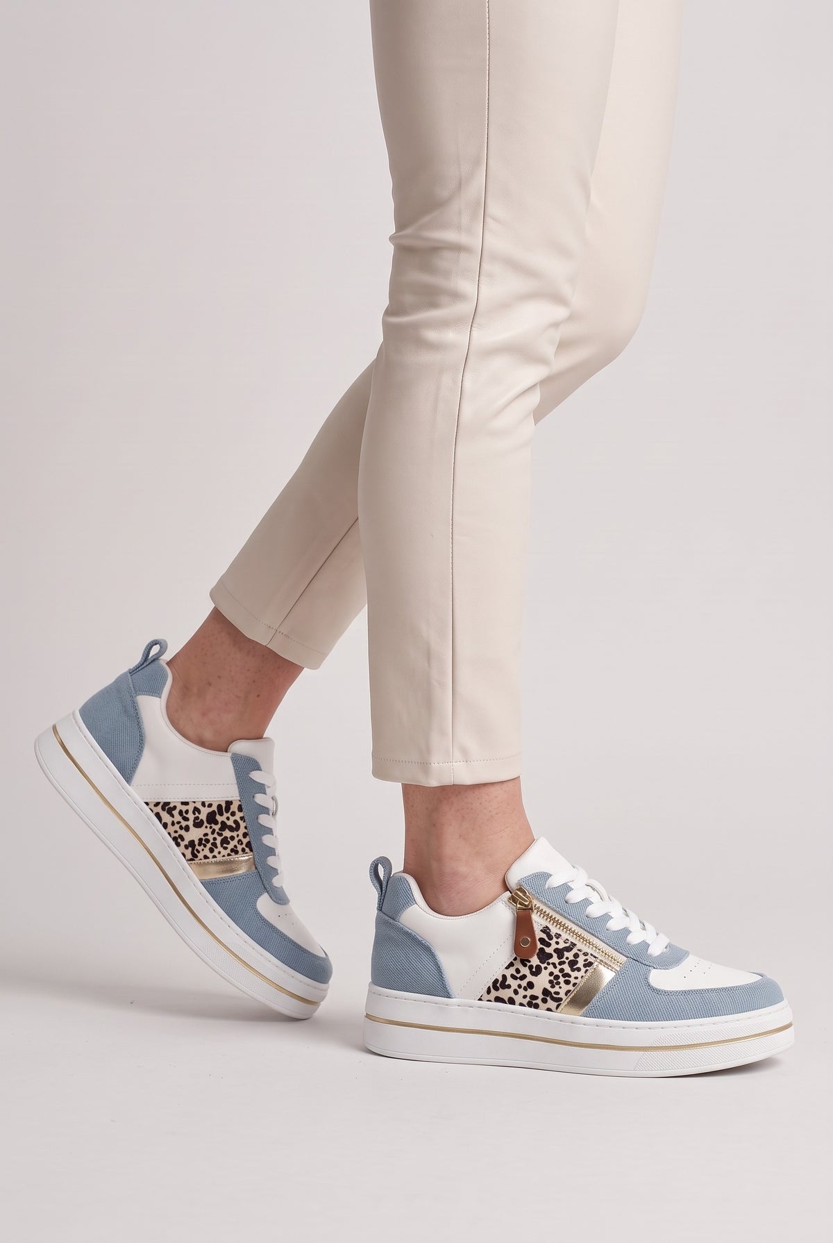 Women's Trainers | Denim Panel Side-Zip worn