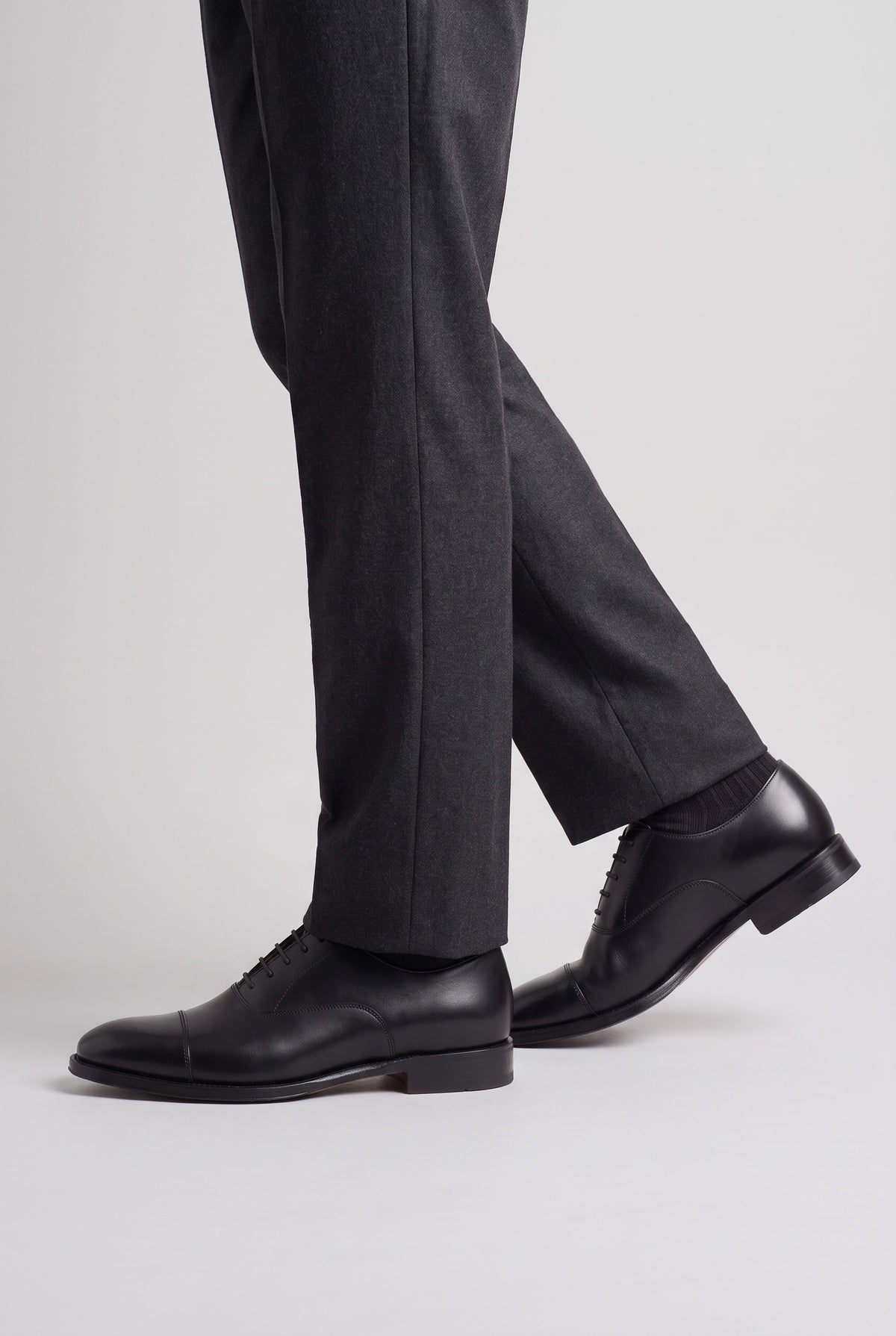 Men's Shoes | Leather-Look Lace-Up Derby - Black worn