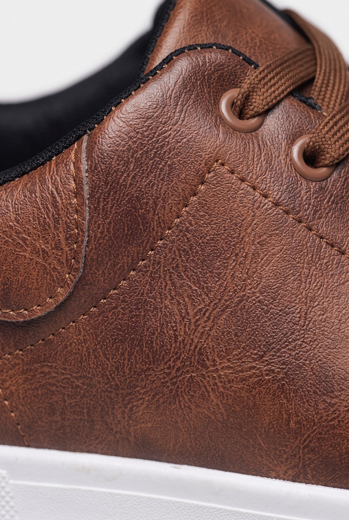 Men's Trainers | Leather-Look Cupsole - Brown detail