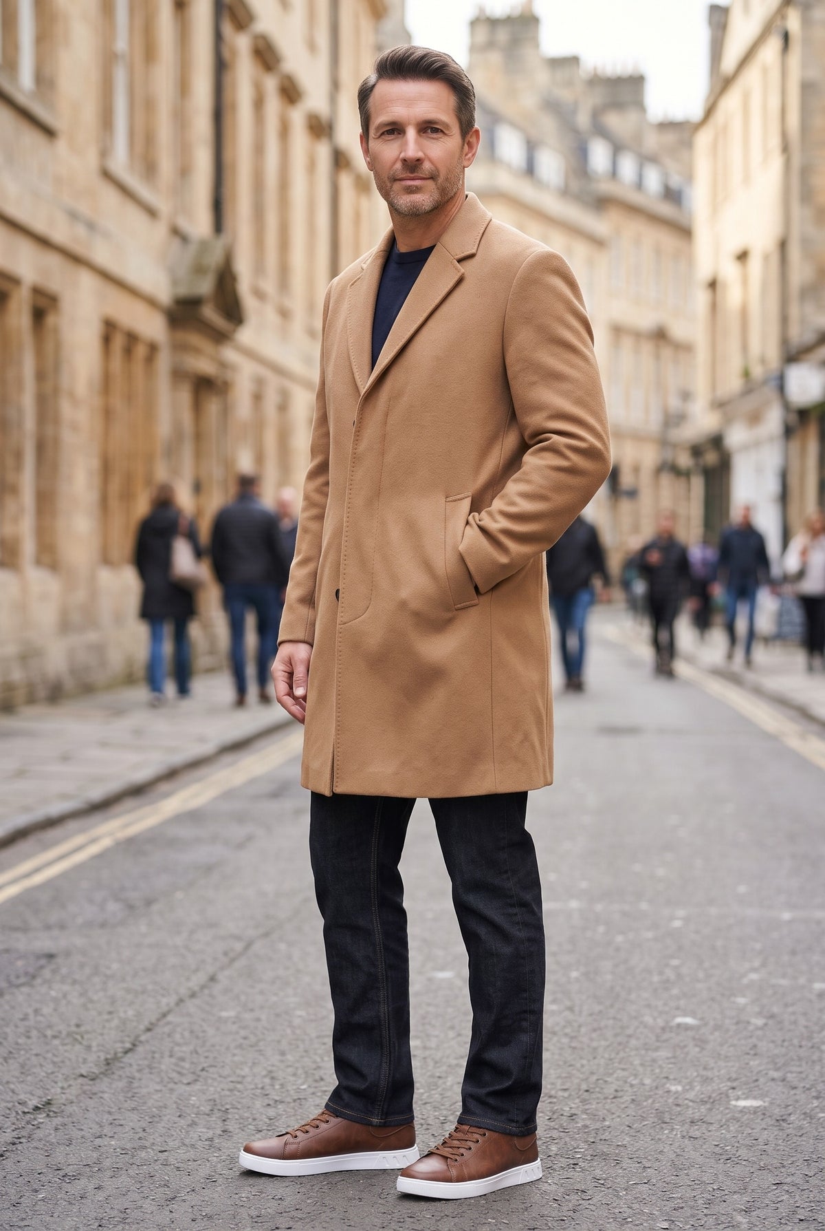 Men's Trainers | Leather-Look Cupsole - Brown lifestyle