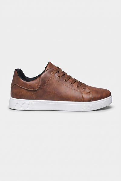 Men's Trainers | Leather-Look Cupsole - Brown