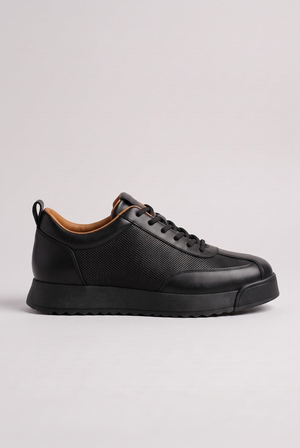 Men's Trainers | Mixed-Texture Lace-Up - Black