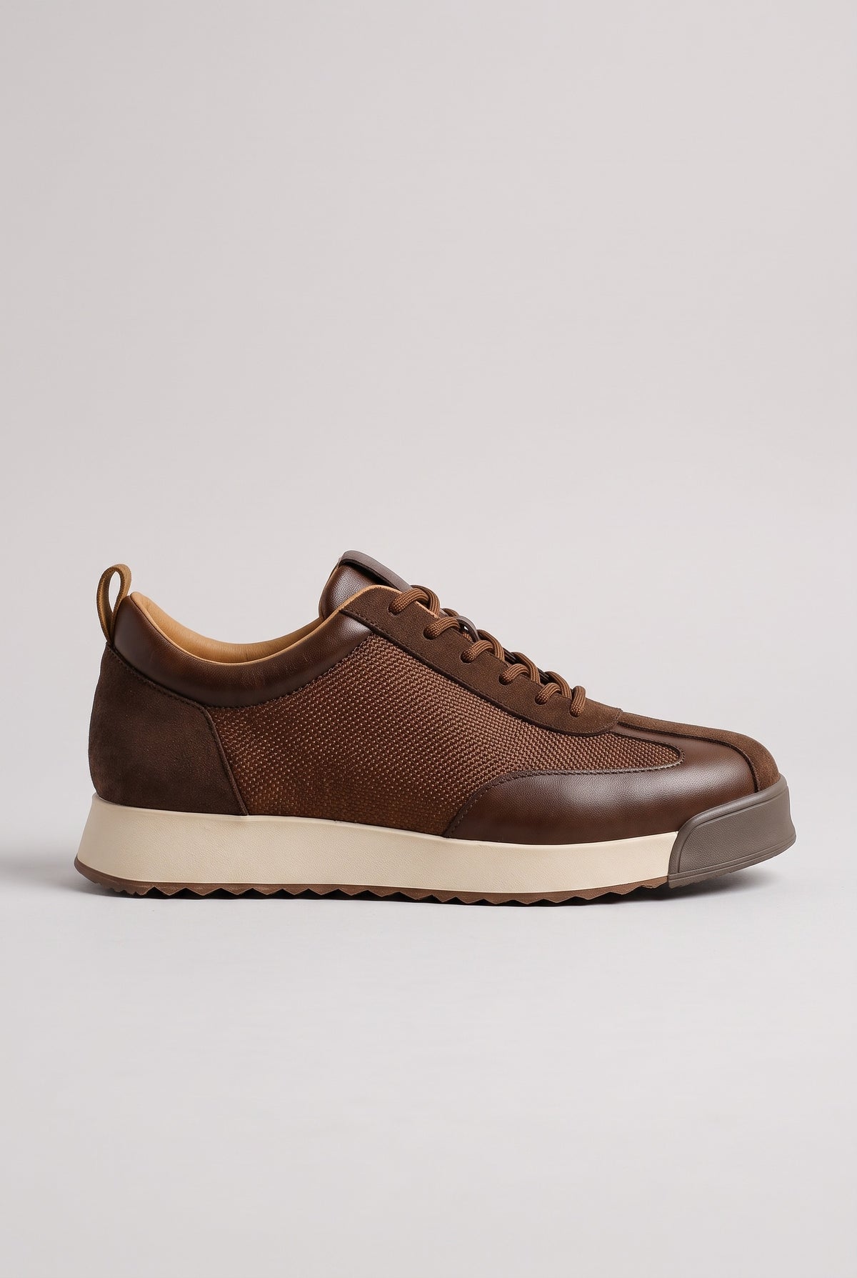 Men's Trainers | Mixed-Texture Lace-Up - Brown
