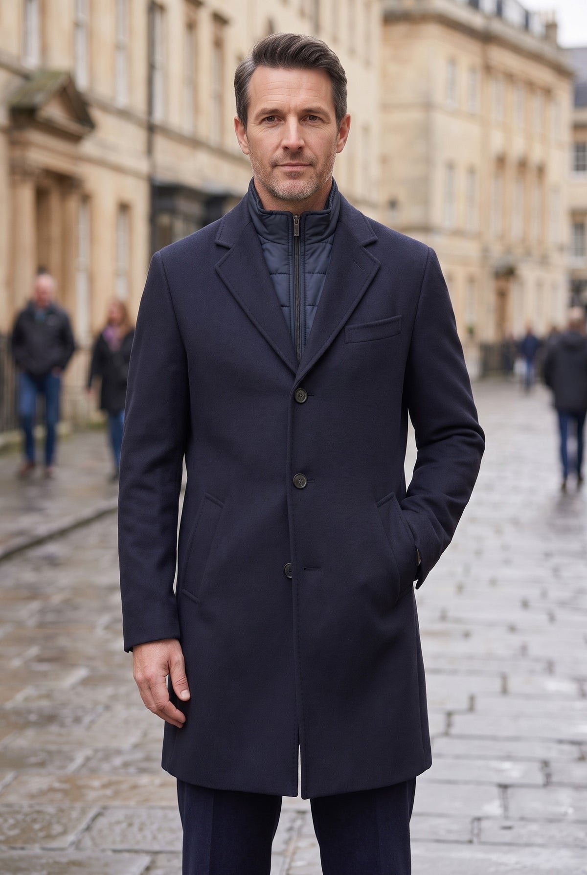 Men's Coat | Single-Breasted Notch Lapel - Navy lifestyle