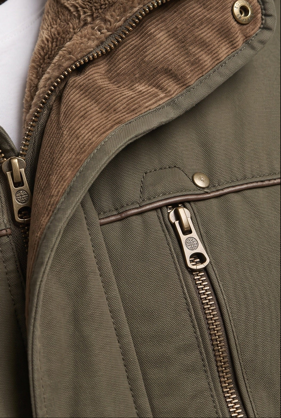 Men's Jacket | Hooded Zip Front - Green detail