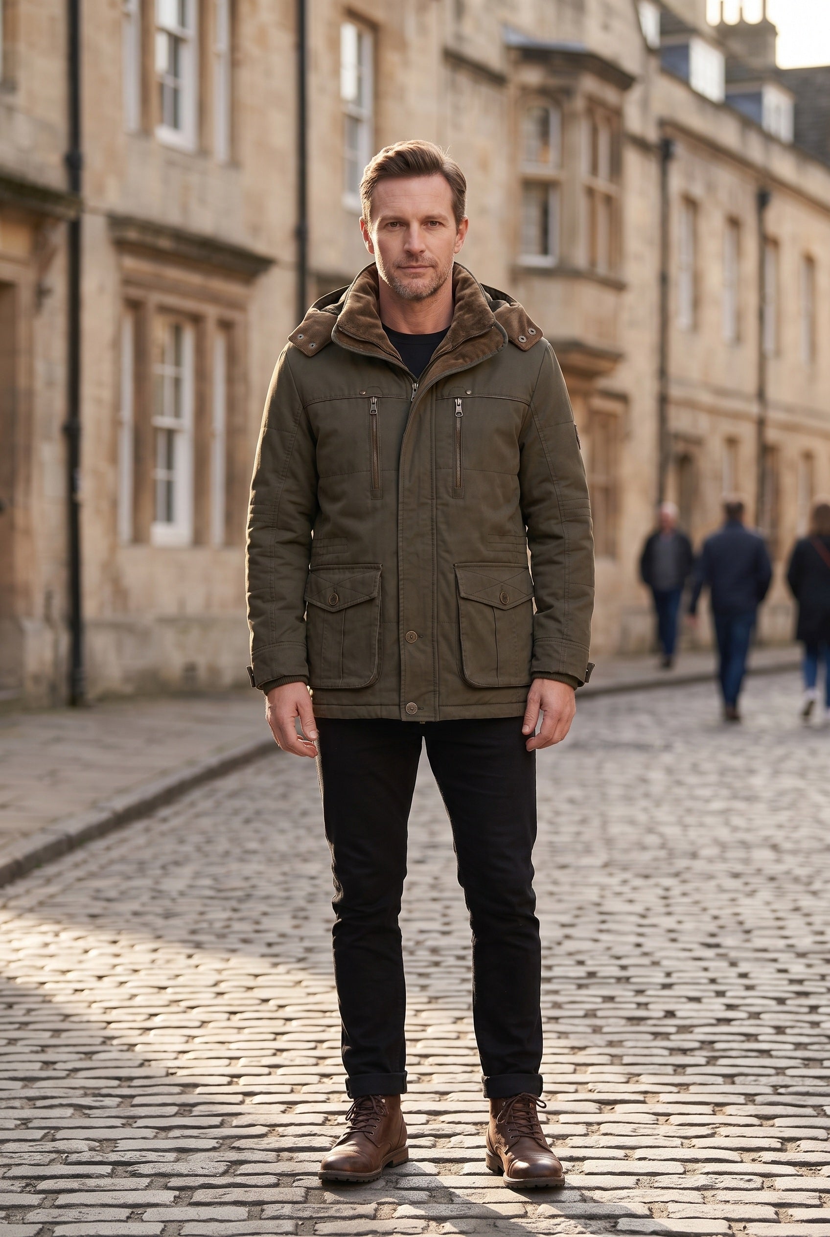 Men's Jacket | Hooded Zip Front - Green lifestyle