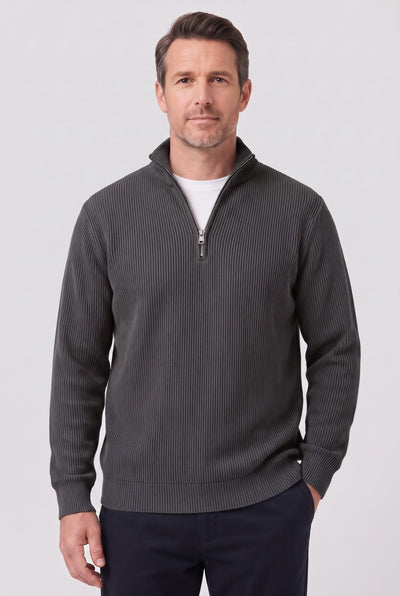 Men's Jumper | Ribbed Half-Zip - Black