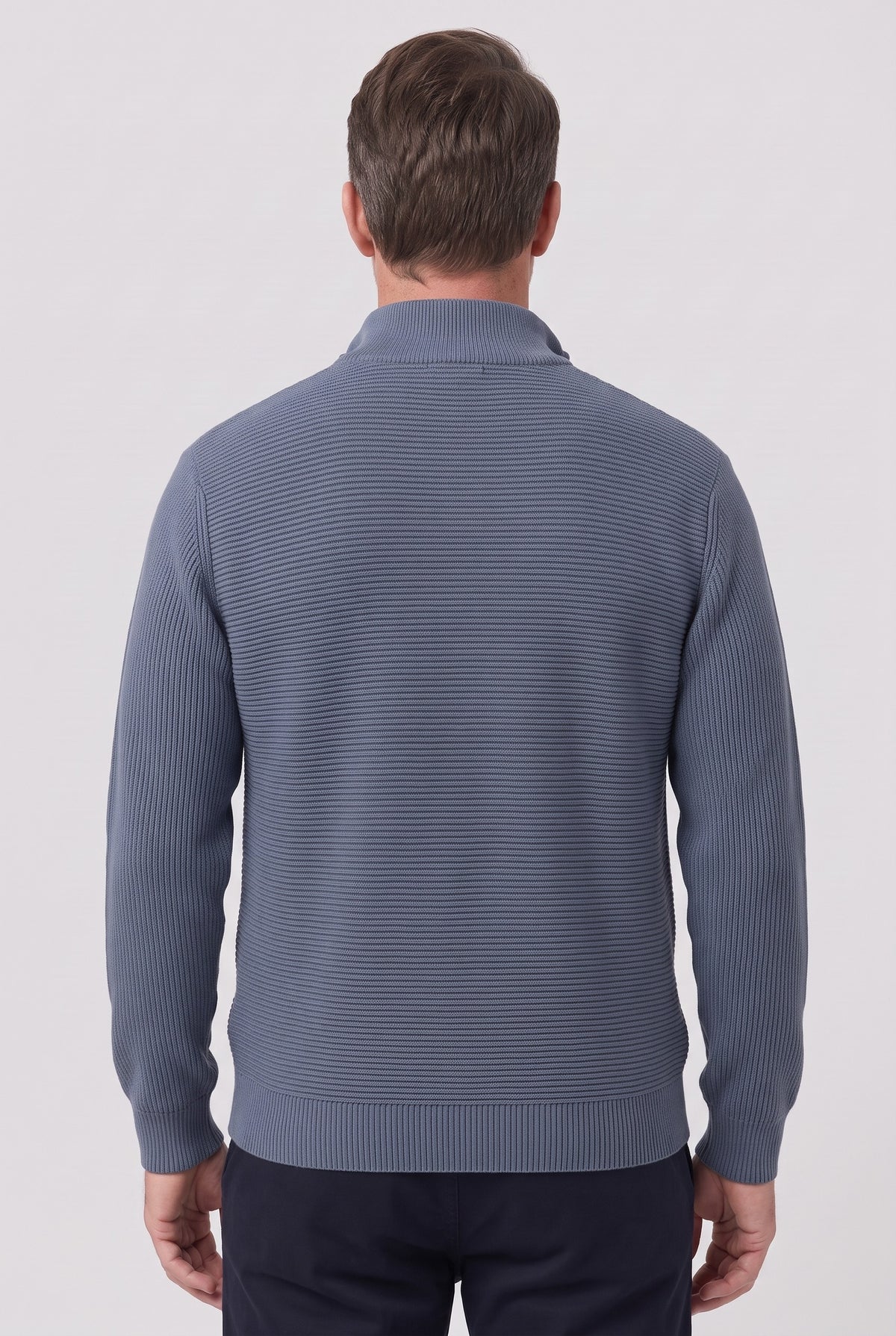 Men's Jumper | Ribbed Half-Zip - Navy back