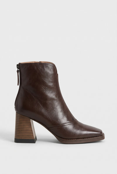 Women's Ankle Boots | Block Heel Square Toe - Brown