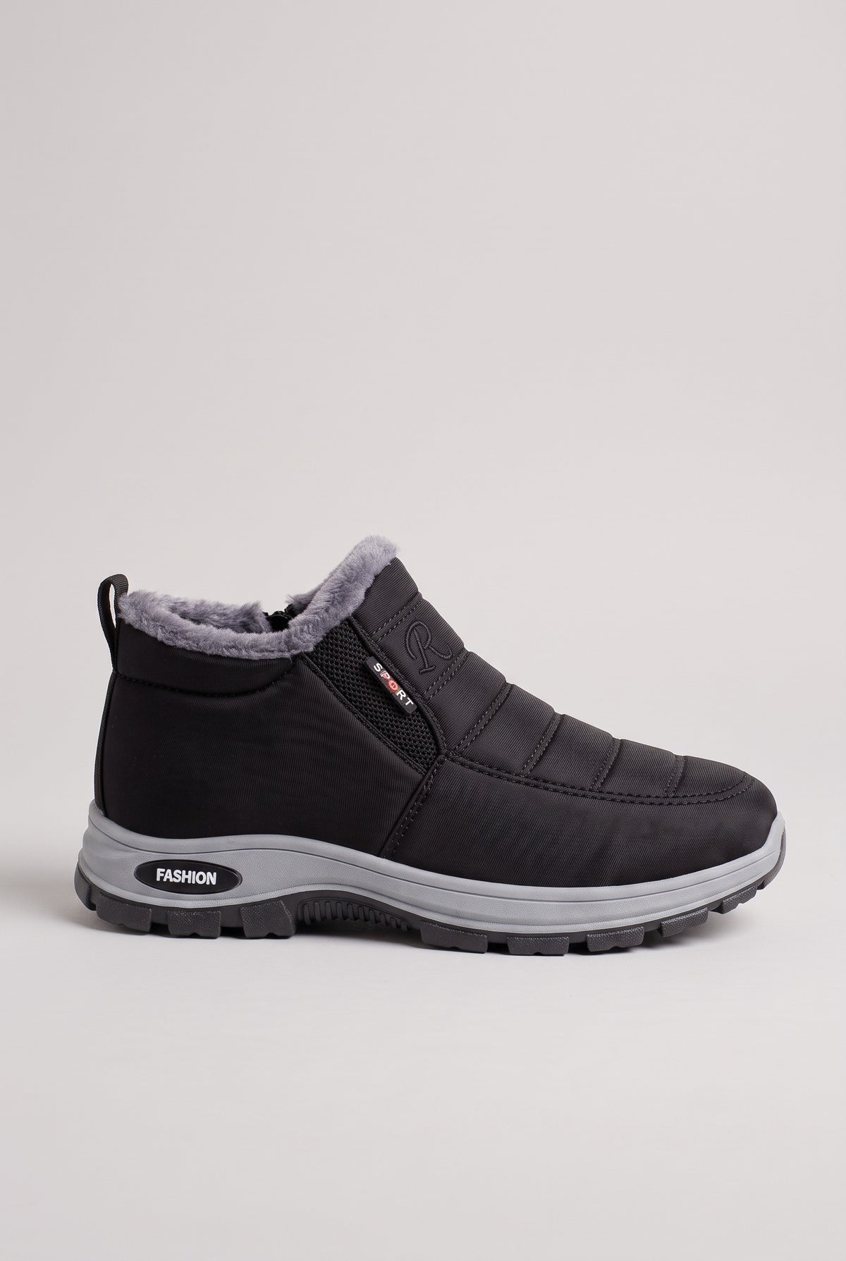 Women's Snow Boots | Fur-Lined Slip-On - Black