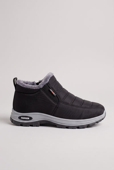 Women's Snow Boots | Fur-Lined Slip-On - Black
