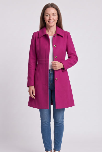 Women's Coat | Fitted Button Placket - Pink