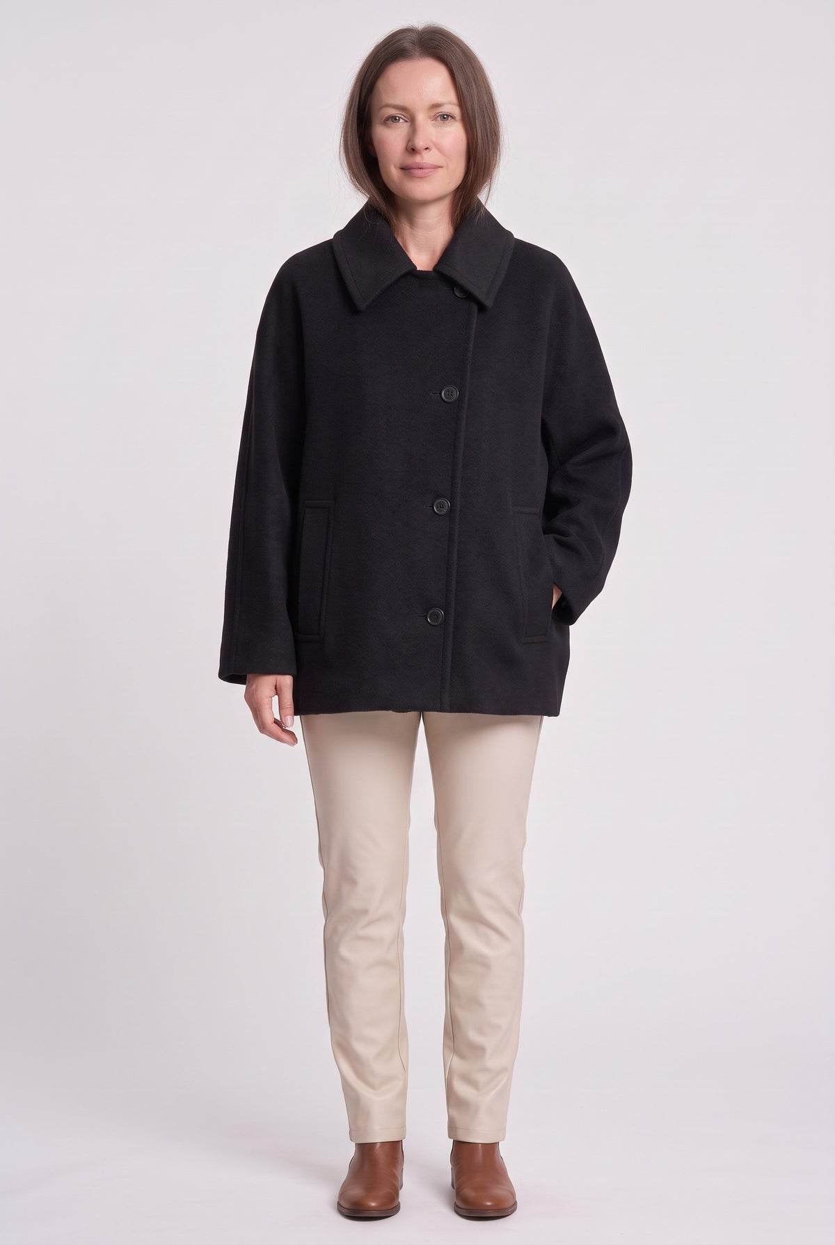 Women's Coat | Oversized Short Lapel - Black
