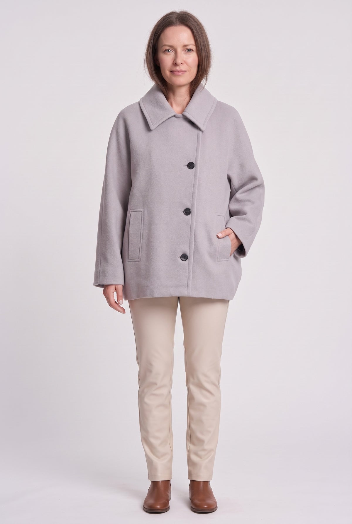 Women's Coat | Oversized Short Lapel - Grey
