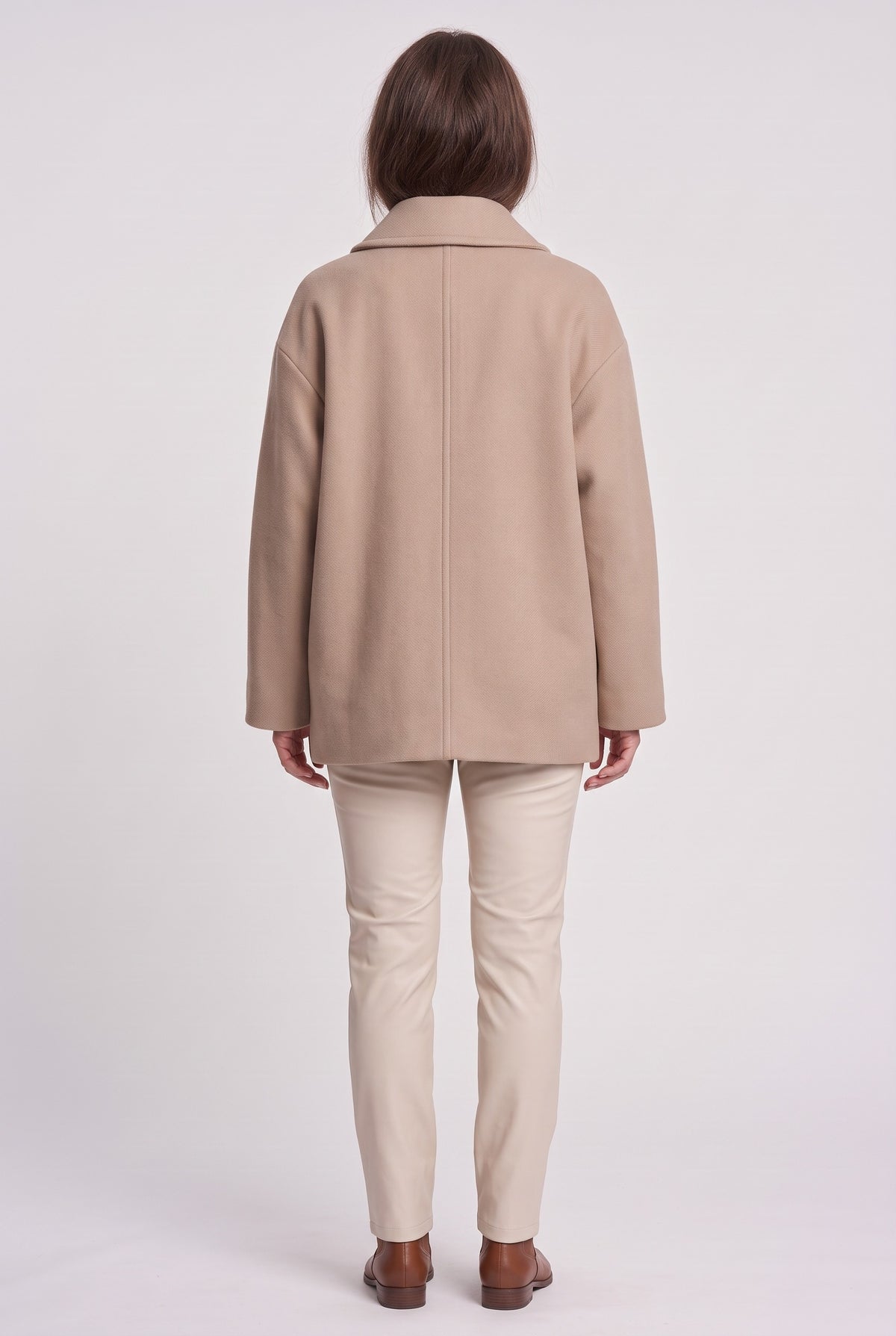 Women's Coat | Oversized Short Lapel - Khaki back