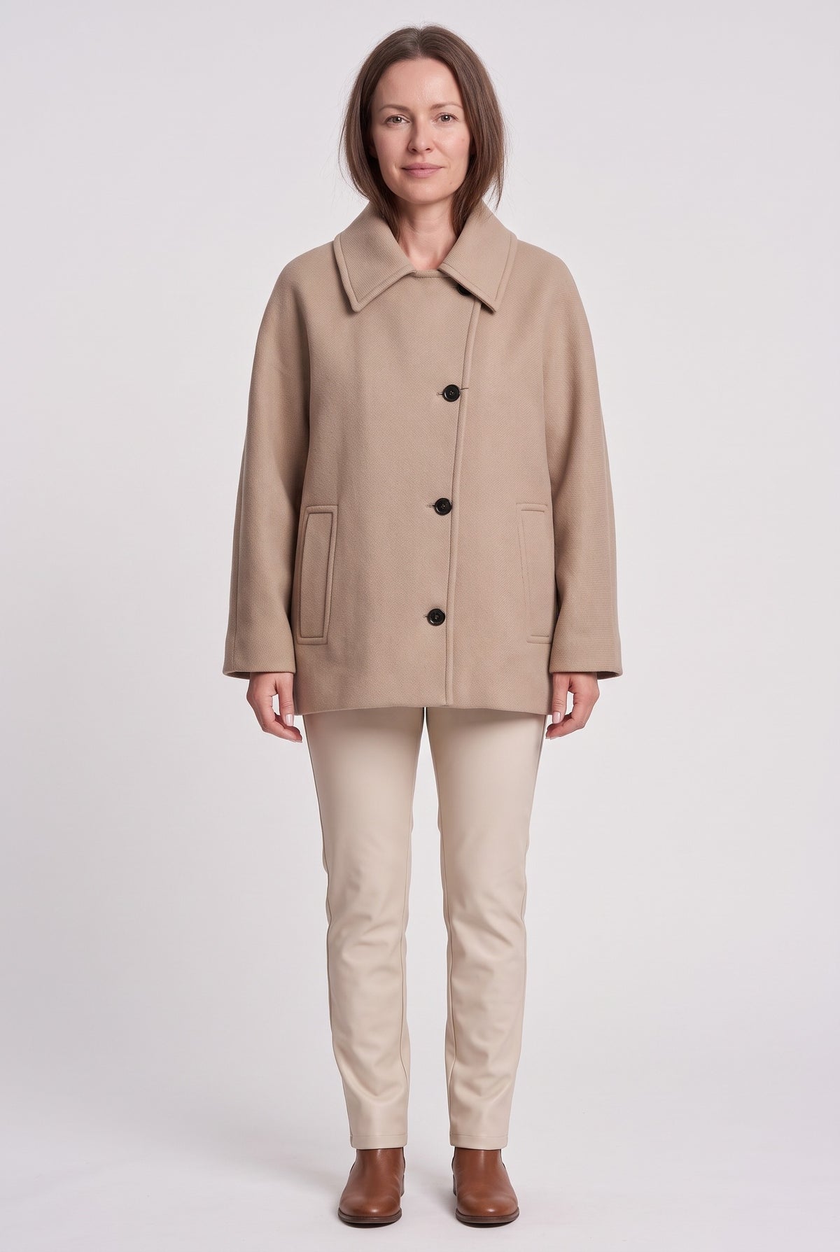 Women's Coat | Oversized Short Lapel - Khaki