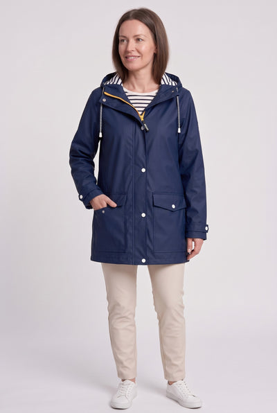 Women's Jacket | Hooded Waterproof Rain - Navy
