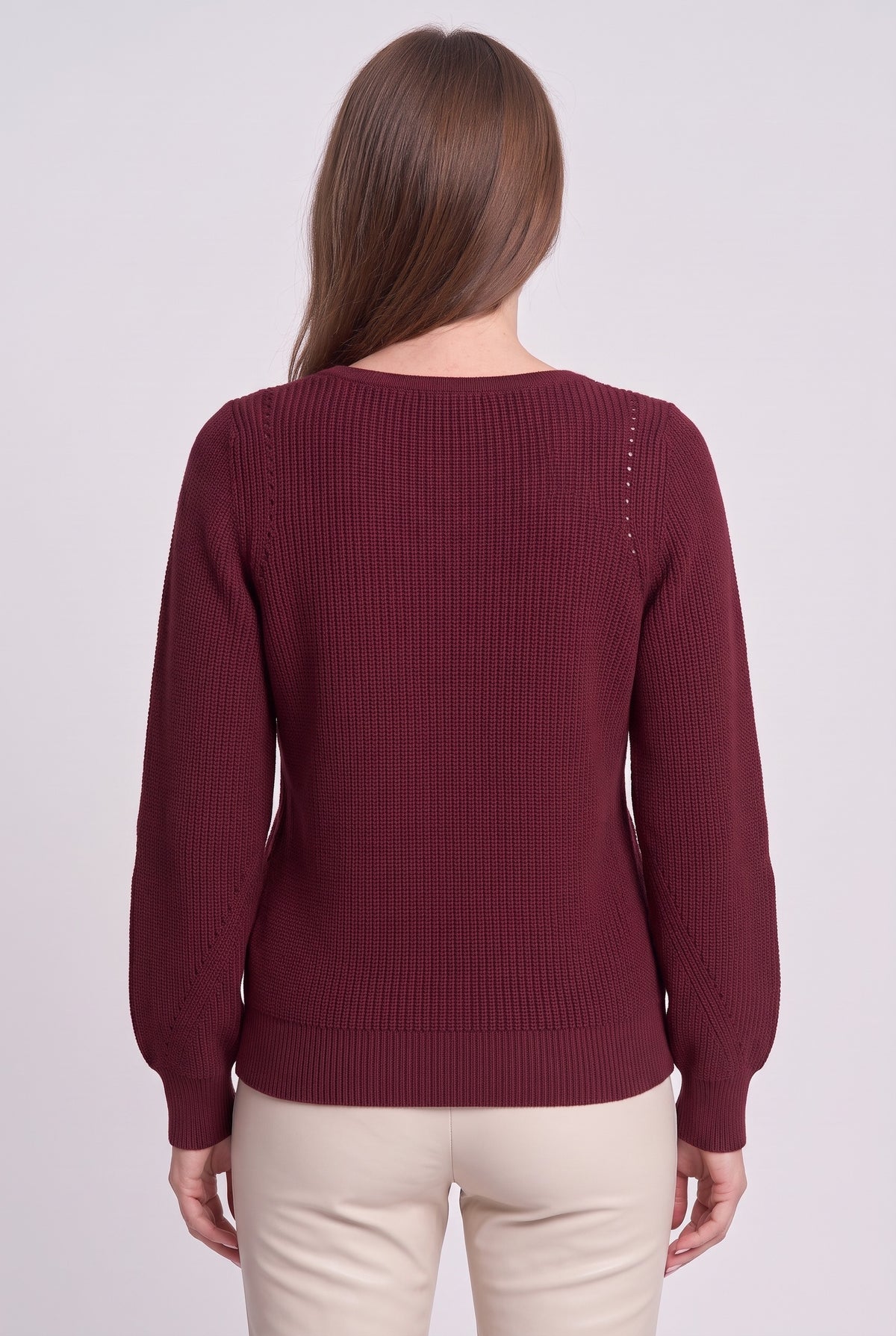 Women's Jumper | Ribbed V-Neck - Port back