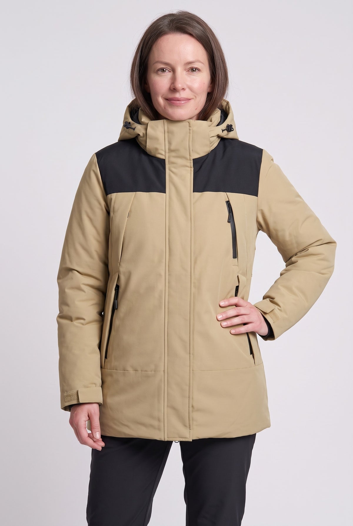 Women's Ski Jacket | Hooded Waterproof - Khaki