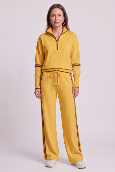 Women's Tracksuit | Half-Zip Wide Leg Set - Yellow